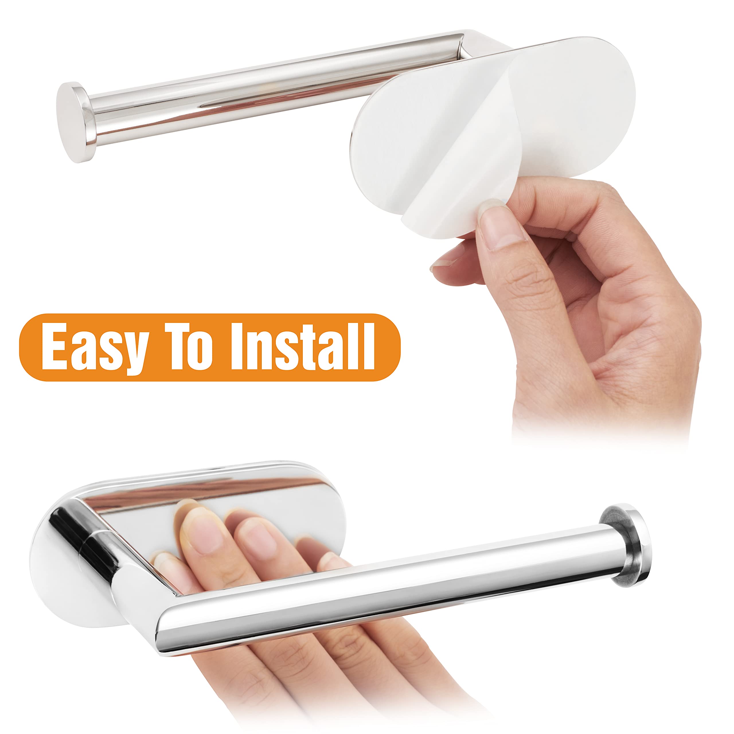 Hitslam Chrome Toilet Paper Holder Self Adhesive, Stainless Steel Toilet Paper Roll Holder For Bathroom