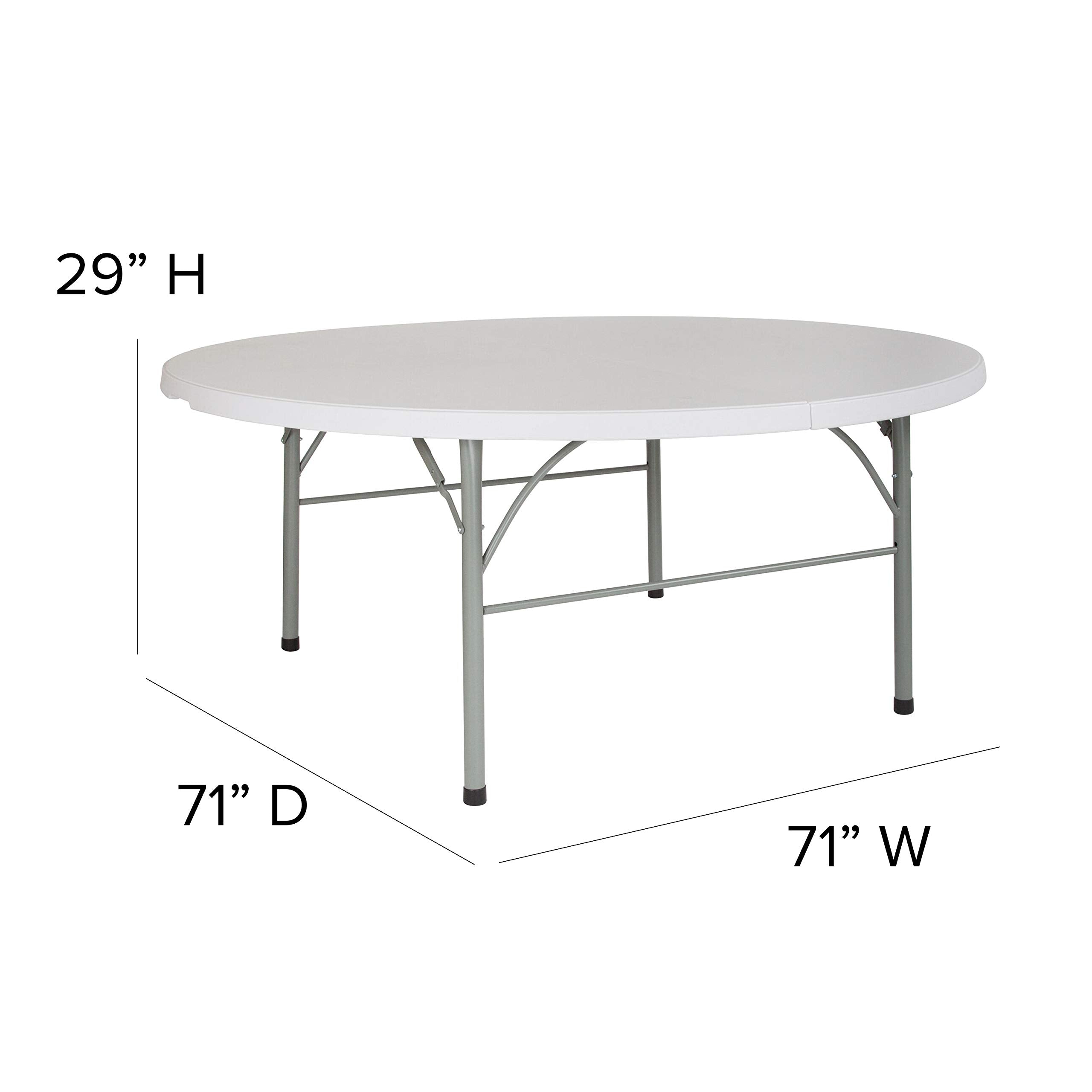 Flash Furniture Stonewall 6' Round Plastic Folding Event Table with Carrying Handle, Bi-Fold Portable Banquet Table for Indoor/Outdoor Events, White