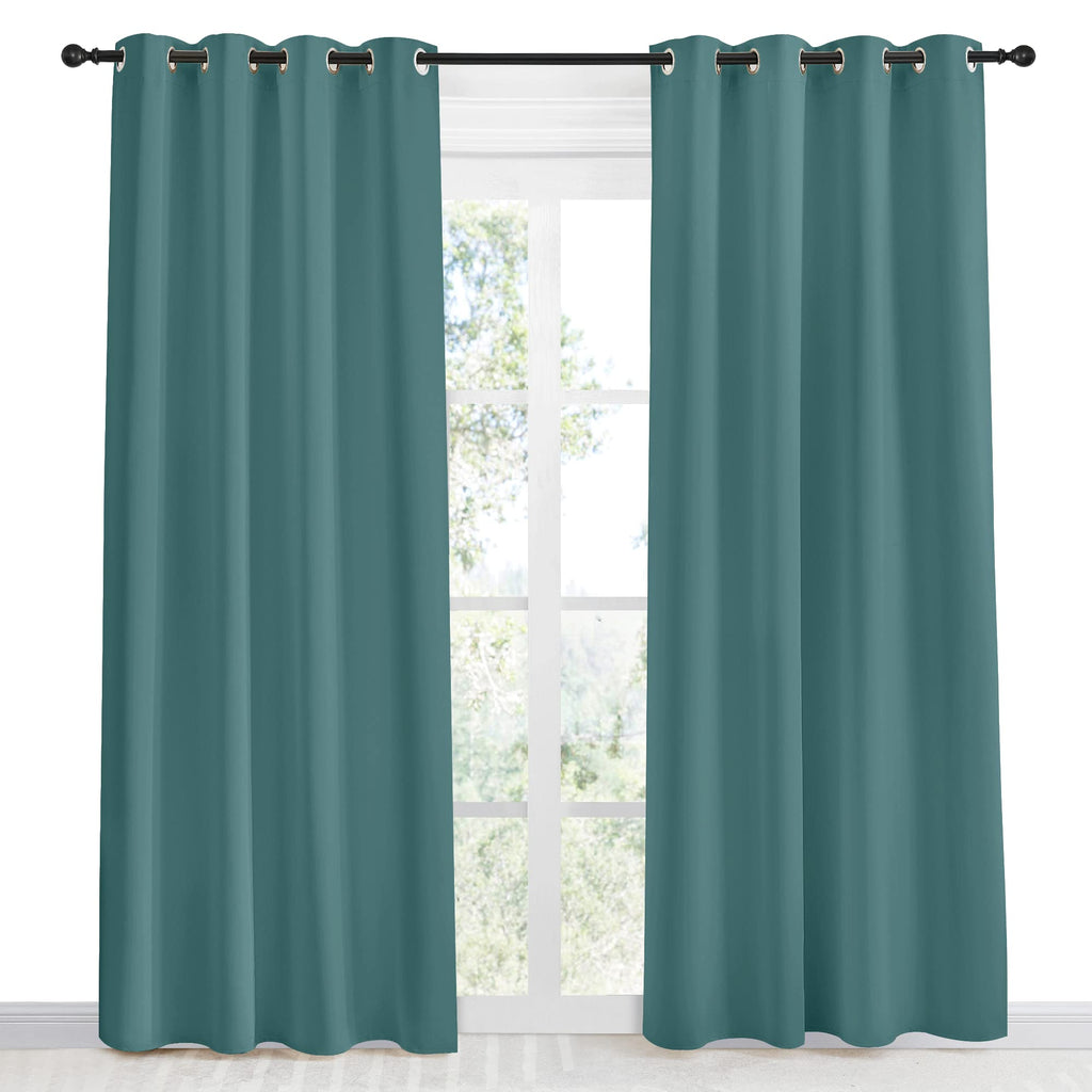 Nicetown Blackout Drape For Nursery, Sea Teal, Single Panel, 55 By 86-Inch, Home Fashion Thermal Insulated Blackout Room Darkening Curtain/Drapery With Ring Top