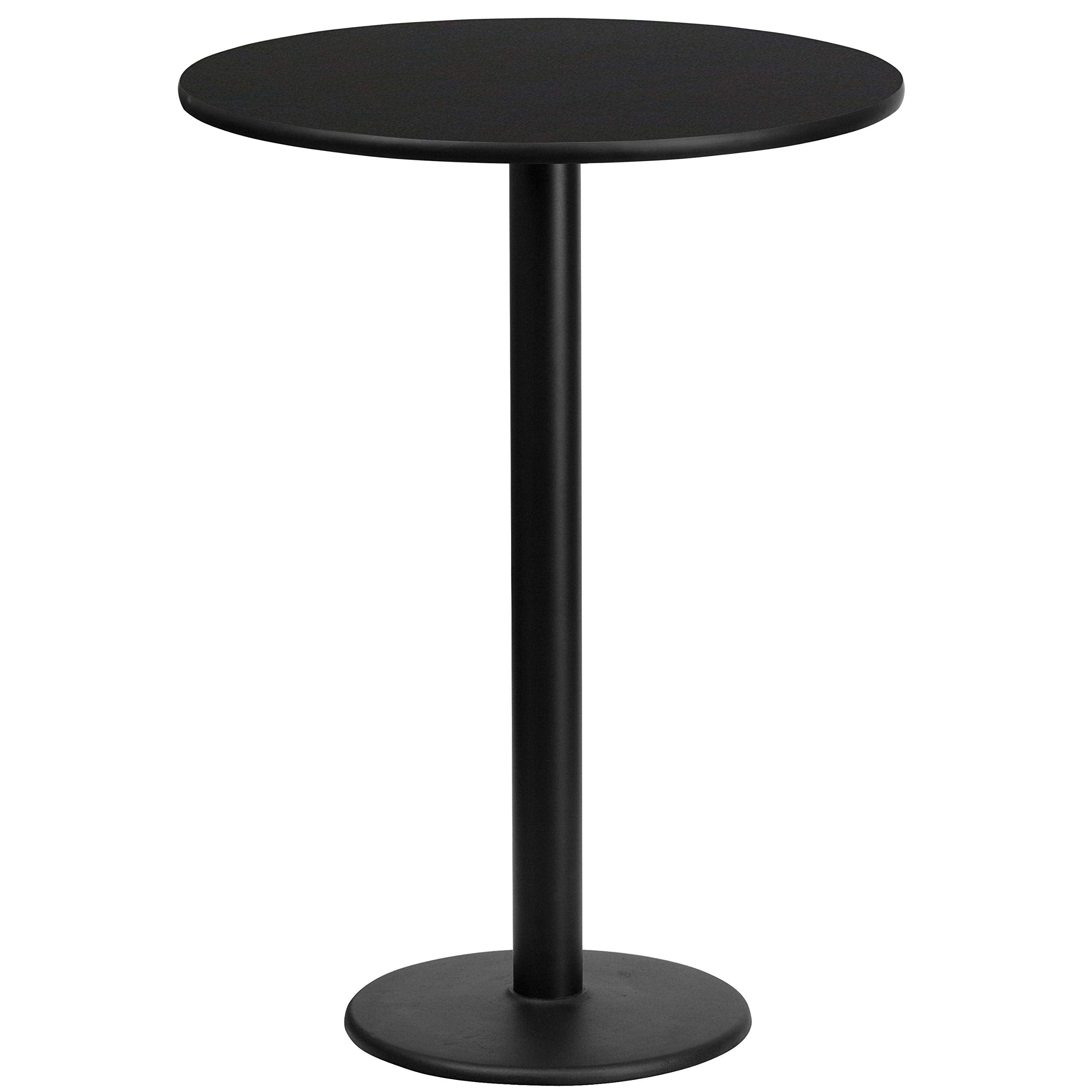 Flash Furniture 24'' Round Black Laminate Table Top With 18'' Round Bar Height Table Base