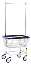 R&B Wire 100E58KD Commercial Wire Laundry Cart with Double Pole Rack, 2.5 Bushel, Chrome