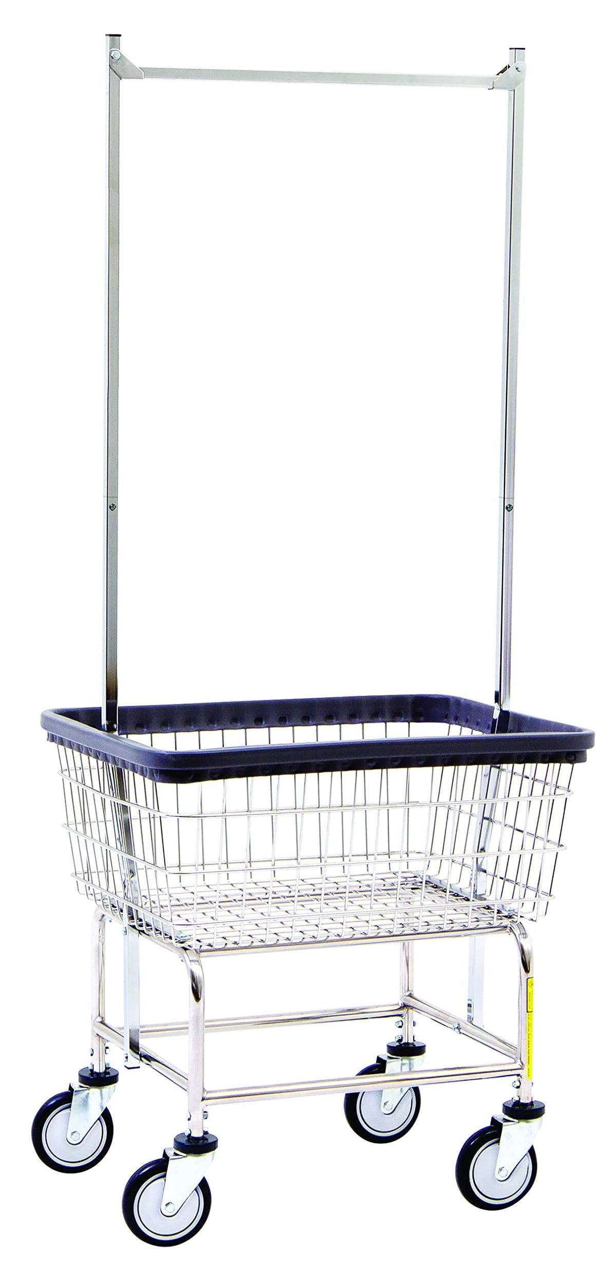 R&B Wire 100E58KD Commercial Wire Laundry Cart with Double Pole Rack, 2.5 Bushel, Chrome