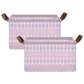 BCFHRGT Pink Purple Cute Lace Stripes Storage Organizer Bins with Handles 2 Pack Organizing Shelves, Closet, Wardrobe for Makeup