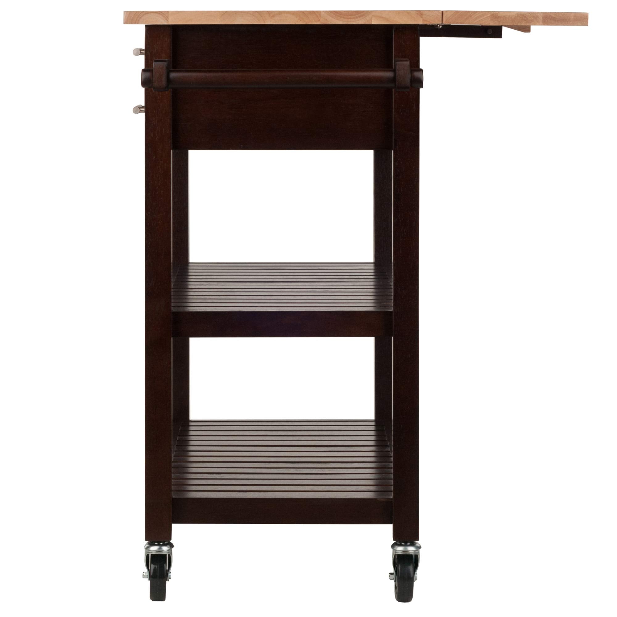 Winsome Langdon Cart Kitchen, Cappuccino/Natural, 36.57x26.42x34.45