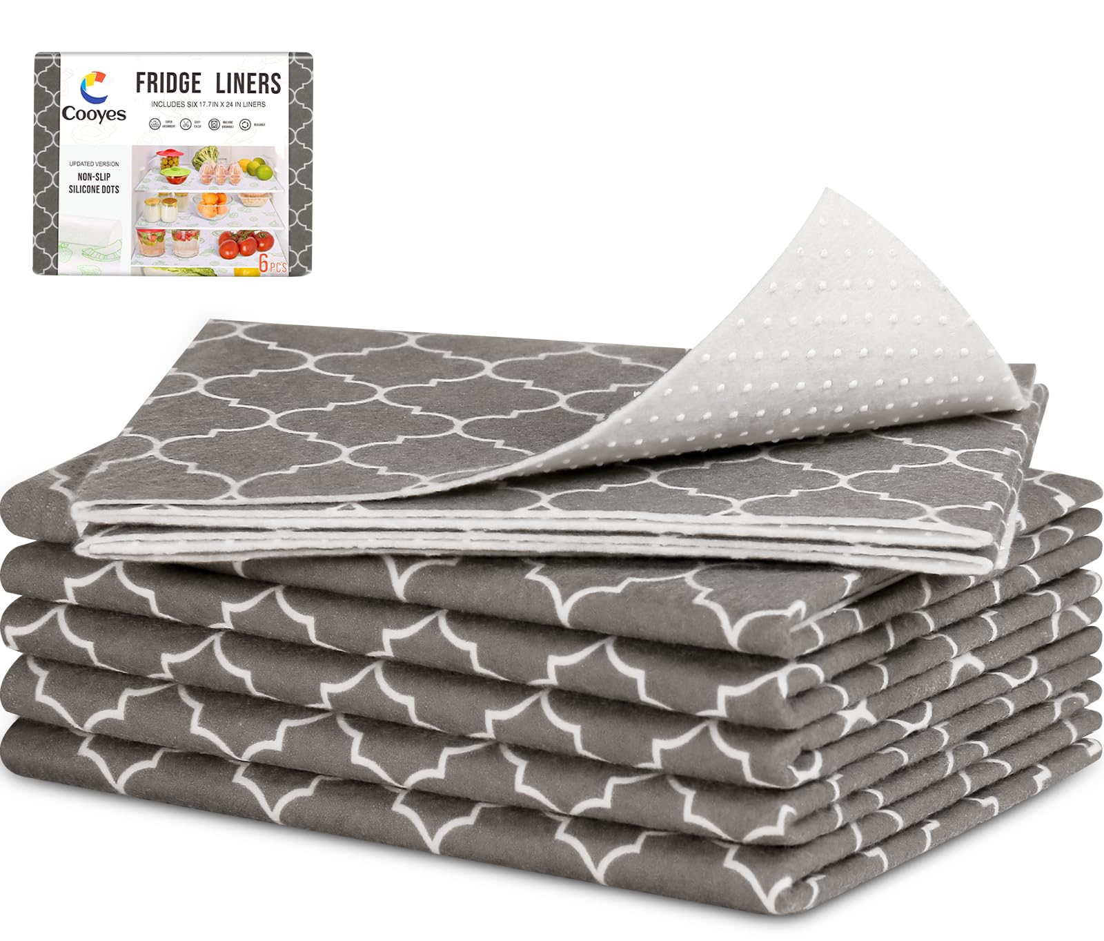Cooyes Fridge Liners for Refrigerator, Drawer & Shelf Liners for Kitchen Cabinets Non-Adhesive, Breathable Cloth Material, Non-S
