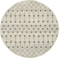 Nourison Grafix Moroccan Ivory/Grey 8' X Round Area Rug, Easy Cleaning, Non Shedding, Bed Room, Living Room, Dining Room, Kitche