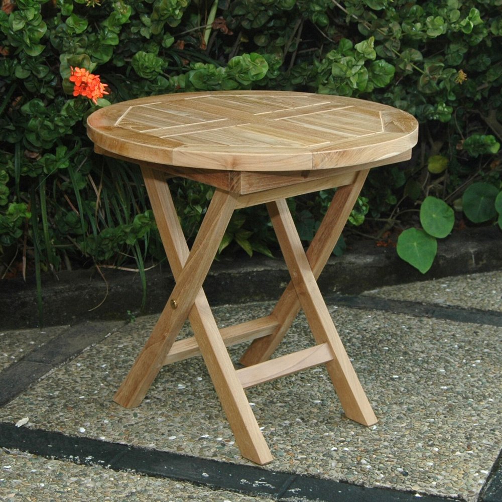 Anderson Teak TBF020R 20-Inch Mini Side Round Folding Table