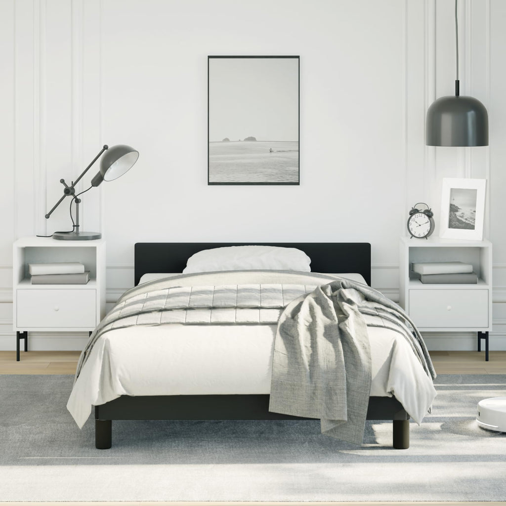 vidaXL Faux Leather Bed Frame Platform Bed, Scandinavian Style/Slats Support/No Box Spring Needed/Without Mattress/Easy Assembly, Black Twin Bed