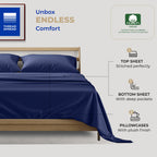 Thread Spread 100% Cotton California King Sheet Sets - 400 Thread Count 4 Pc Cal King Sheet Set - Soft, Breathable Cooling Sheets - Deep Pocket Cal King Cotton Bedsheets - Sateen Bedsheet (Navy Blue)