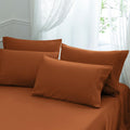 Aormenzy Microfiber Pillow Cases - Standard Size Set Of 4-1800 Thread Count Ultra Soft Caramel Pumpkin Pillowcases - Wrinkle Res