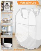 Durable Collapsible Laundry Baskets, Reinforced Mesh Pop Up Laundry Hamper, Foldable Clothes Hampers With Carry Handles For Laun