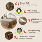 Fleece Blankets For All Season - Premium Lightweight Anti-Static Throw For Queen/Full Size Bed Extra Soft Brush Fabric Warm Sofa Thermal Blanket 90' X 90'(Taupe)