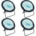 Zenithen Limited Foldable Bunjo Bungee Chair for Dorms, Living Rooms, Bedrooms, Camping, Gaming & Lounging, Teal (Pack of 4)