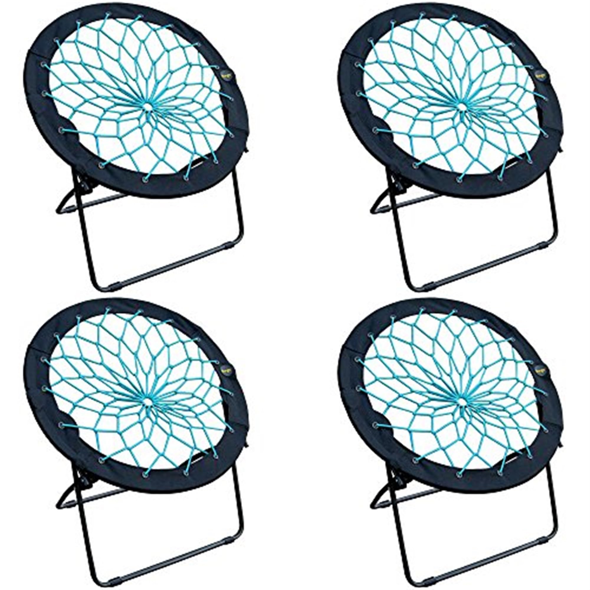 Zenithen Limited Foldable Bunjo Bungee Chair for Dorms, Living Rooms, Bedrooms, Camping, Gaming & Lounging, Teal (Pack of 4)
