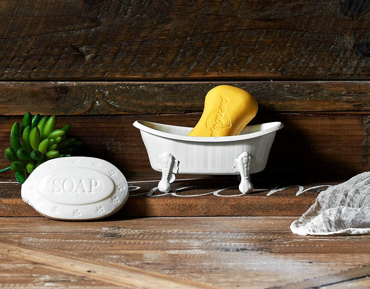 Tenfuju 5.5'' Bathtub Soap Dish White Clawfoot Metal Tube Decortative Holder Shower Bar Soap Tray For Bathroom Or Kitchen,1 Pack