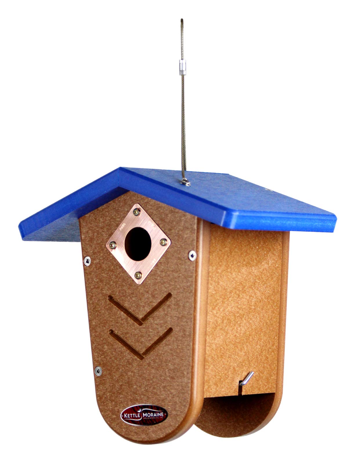 Kettle Moraine Recycled Moraine Bird House Nest Box For Wrens & Chickadees (Blue/Chocolate)