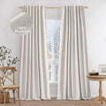 Miulee 100% Blackout Curtains 84 Inches Long Linen Curtains & Drapes 2 Panels Set For Bedroom Back Tab Living Room Darkening Full Black Out Window Curtain Panels Rod Pocket, Beige