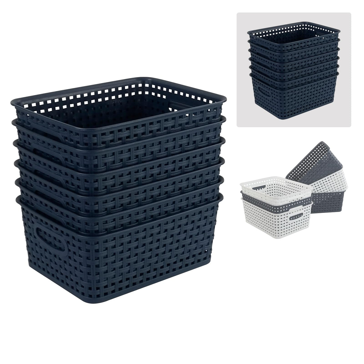 Ucake Plastic Storage Baskets for Organizing, Small Weave Storage Baskets, 6 Packs