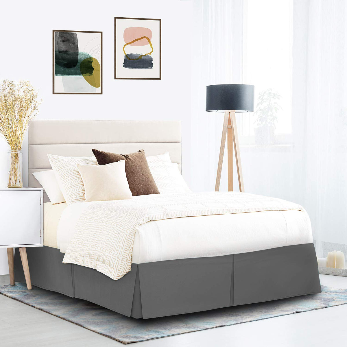 Nestl Blue Heaven Bed Skirt King Size - King Bed Skirt 14 Inch Drop - Brushed Microfiber Bed Skirts - Hotel Quality Pleated Bed