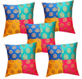Pink Parrot Jacquard Silk Grey And Orange Square Cushion Cover 18X18 InchSet 5 Pcs
