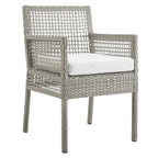 Modway Aura Wicker Rattan Outdoor Patio Two Dining Arm Chairs In Gray White