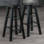 Winsome Element 2-Piece 24In Counter Stool Set, Black Finish, Solid Wood, Modern Design