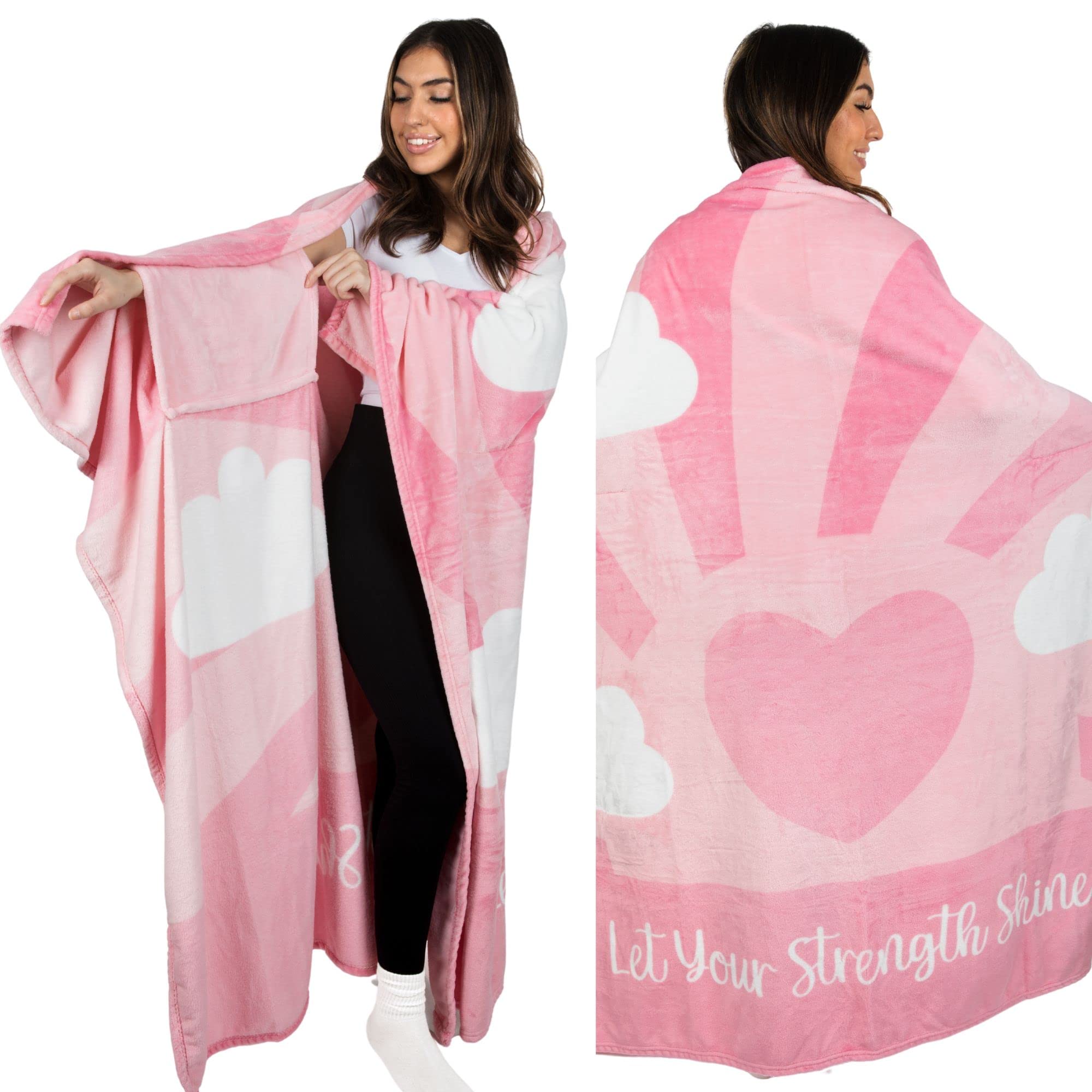 The Wearable Throw Blanket And Cape In One, Soft Cozy Fleece Blanket With Sleeves, Christmas Gifts For Women, Teen Girl Gifts, B