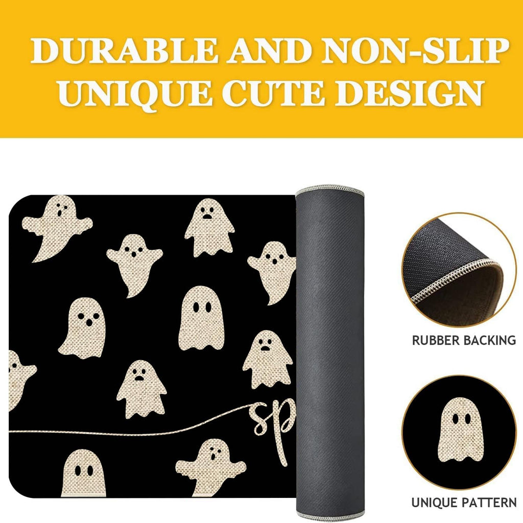 Mloabuc Happy Halloween Door Mat Outdoor Black Witchy Doormat Halloween Welcome Mats For Front Kitchen Mat Outdoor Indoor Heavy
