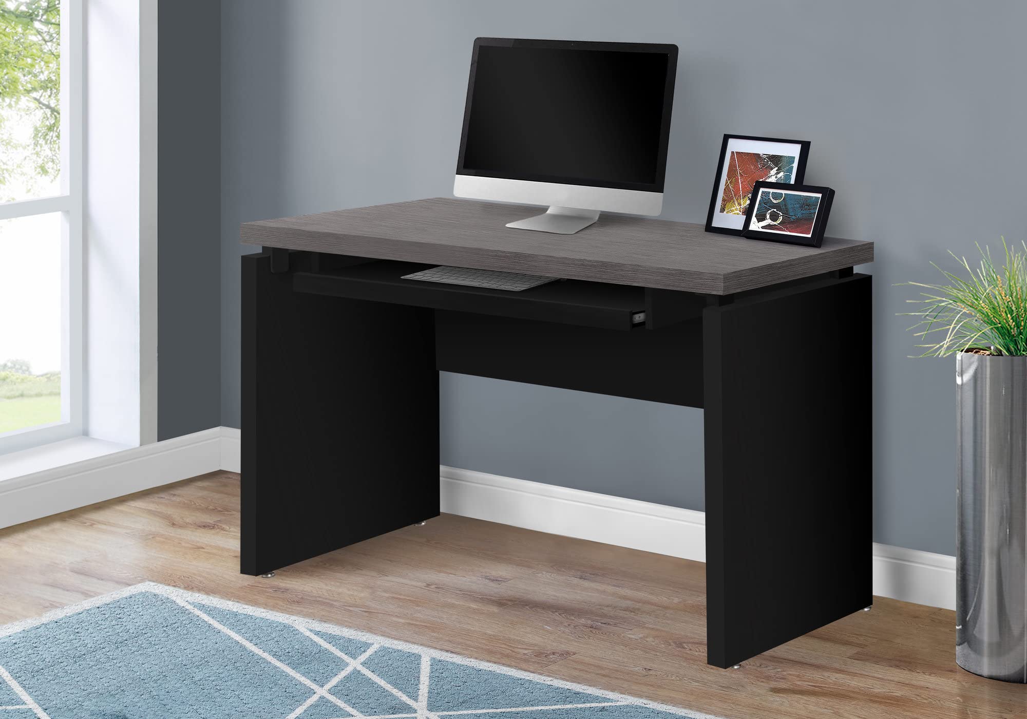 Monarch Specialties I 7439 Computer Desk, Home Office, Laptop, 48&quot; L, Work, Laminate, Black, Grey, Contemporary, Modern