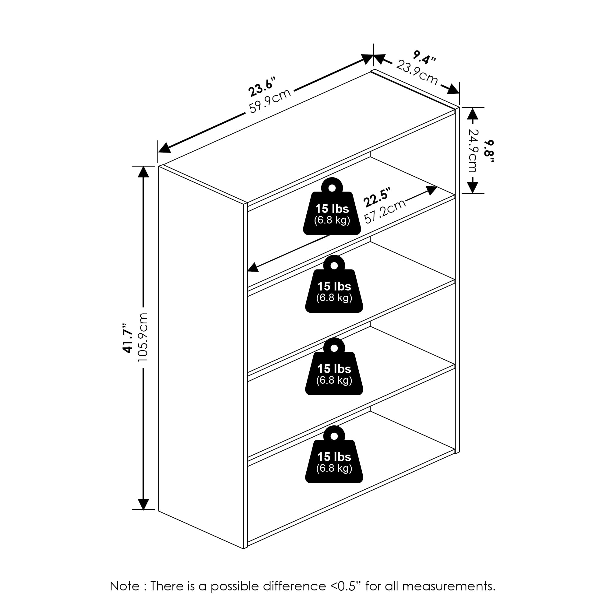 Furinno Pasir 4 Tier Open Shelf, Amber Pine