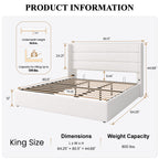 Sha Cerlin King Size Lift Up Storage Bed/Velvet Upholstered/Modern Wingback Headboard/Upholstered Platform Bed Frame/Hydraulic Storage/No Box Spring Needed/White