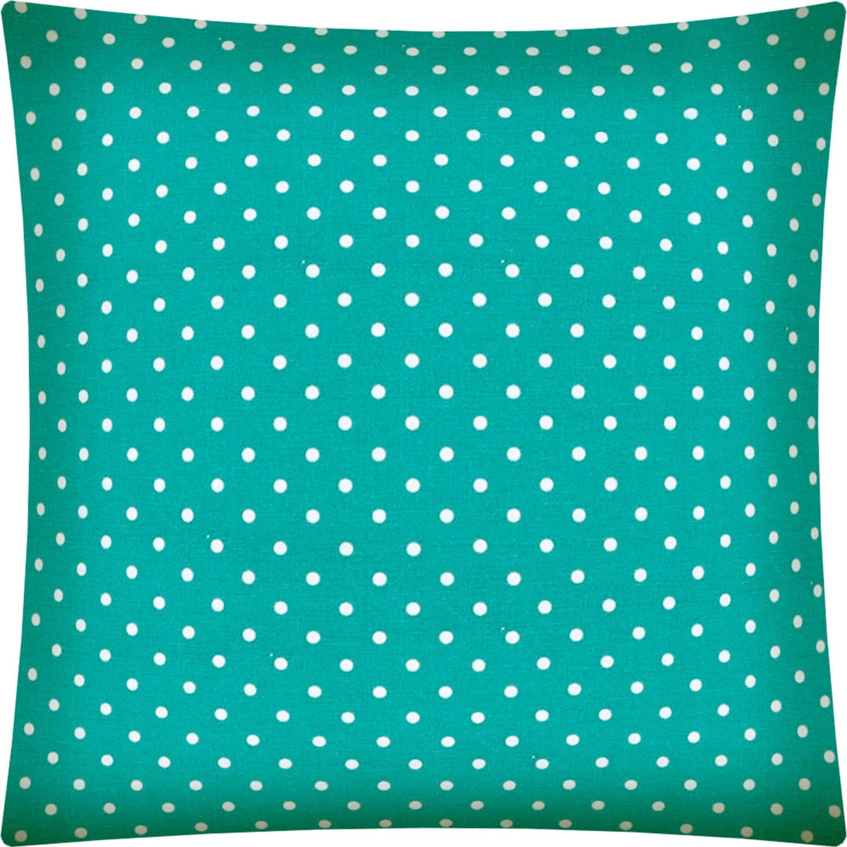 17' X 17' Turquoise Zippered Polyester Polka Dots Throw Pillow Cover