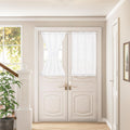 Dukiyo White Door Curtains 40 Inches Long Semi Sheer Linen Drapes 2 Panels For Kitchen Window Front Glass Door Tieback Sidelight