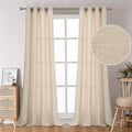Bgment Natural Faux Linen Curtains For Bedroom, Grommet Thick Linen Semi Sheer Drapes Light Filtering Privacy Window Treatments Curtains For Living Room, Set Of 2 Panels, 52 X 120 Inch, Light Beige