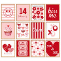 FYSUIMU 12Pcs Valentine  s Day Wall Art Prints Wall Decor Red Boho Love Heart Bow Floral Art Poster for Wedding Anniversary Gal