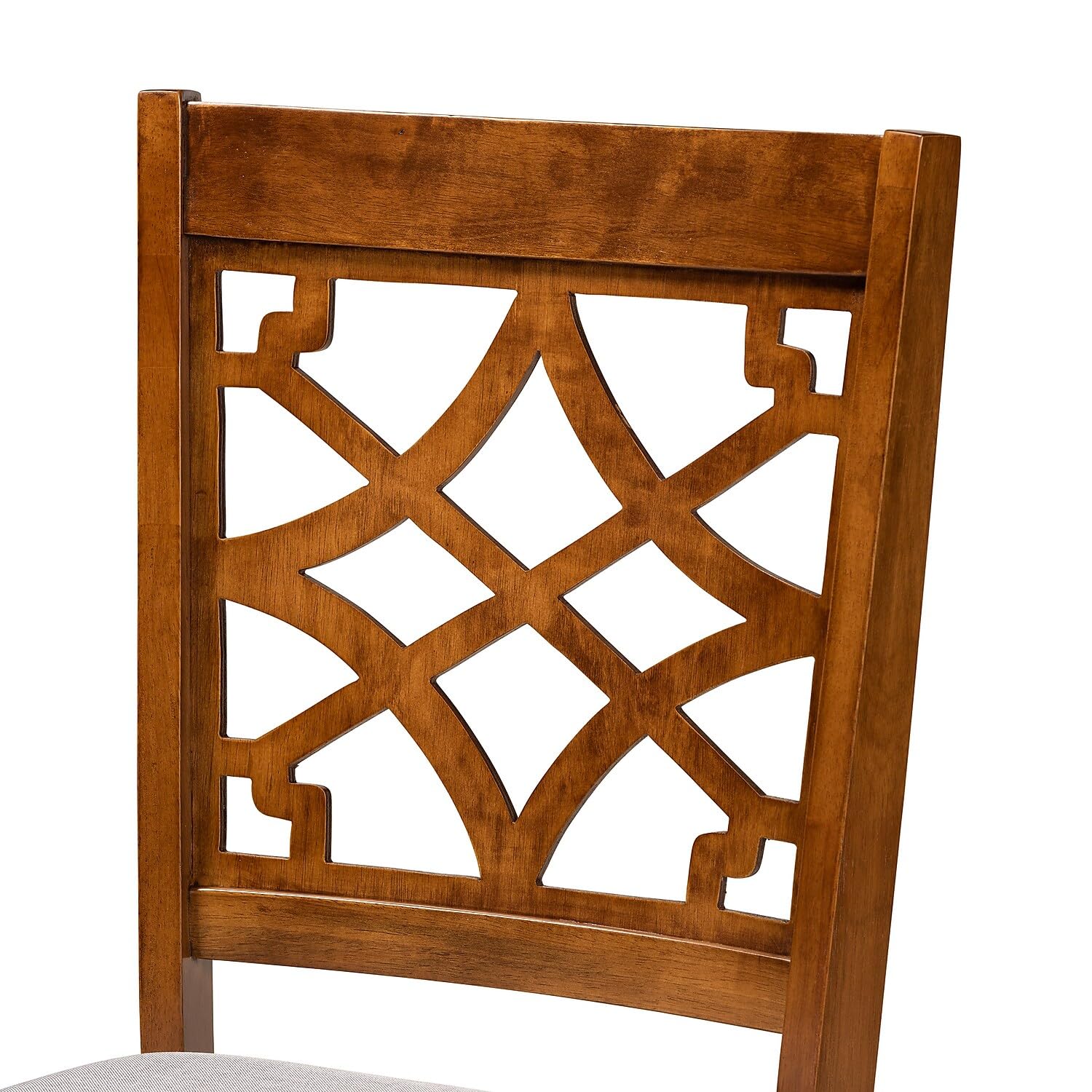 Baxton Studio Mael Modern and Contemporary Grey Fabric Upholstered and Walnut Brown Finished Wood 2-Piece Dining Chair Set