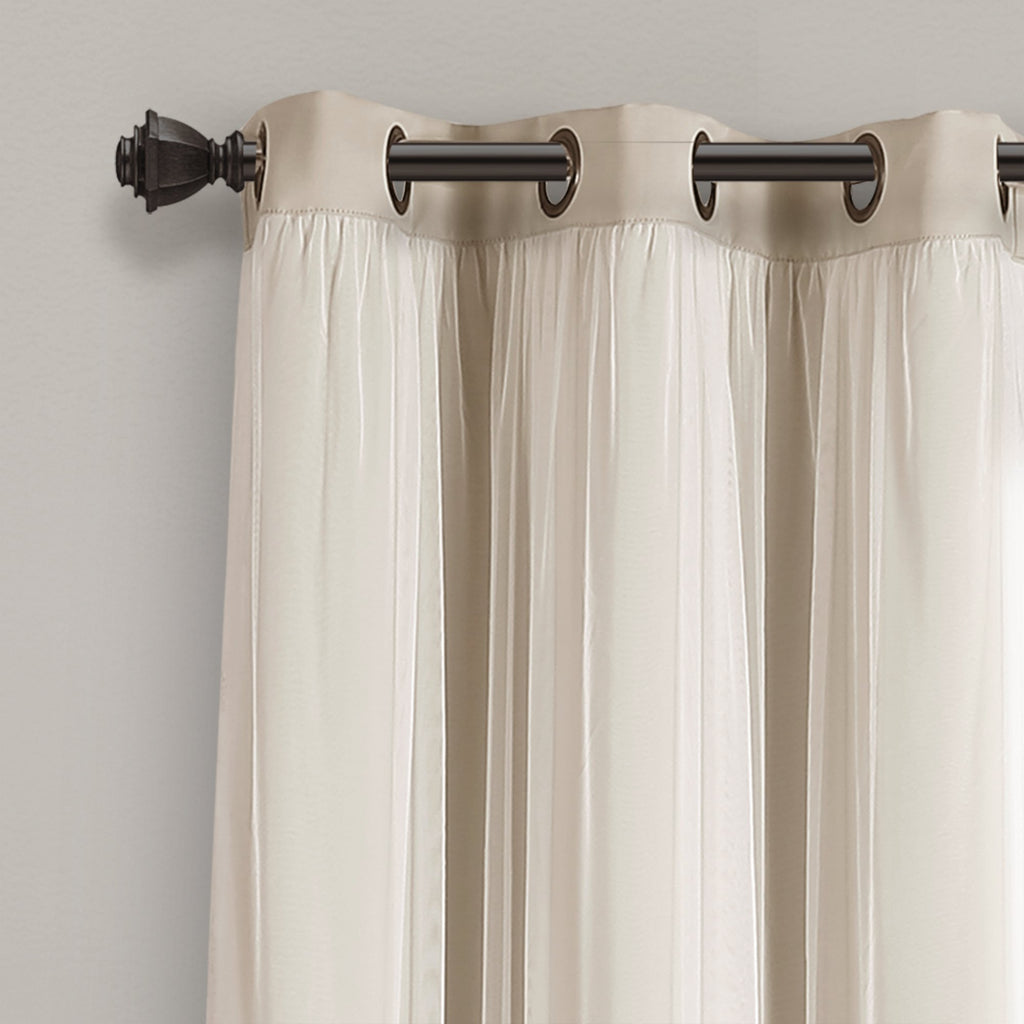 Lush Decor Sheer Grommet Curtains With Insulated Blackout Lining, Window Curtain Panels, Pair, 38''W X 84''L, Wheat - Curtain Wi