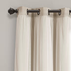 Lush Decor Sheer Grommet Curtains With Insulated Blackout Lining, Window Curtain Panels, Pair, 38''W X 84''L, Wheat - Curtain Wi