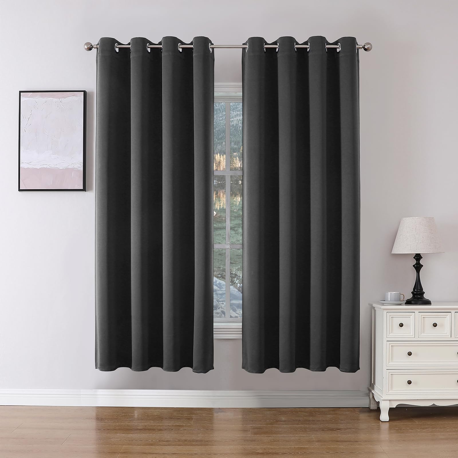 Joydeco Blackout Curtains 72 Inch Length 2 Panels Set, Thermal Insulated Long Curtains& Drapes 2 Burg, Room Darkening Grommet Cu