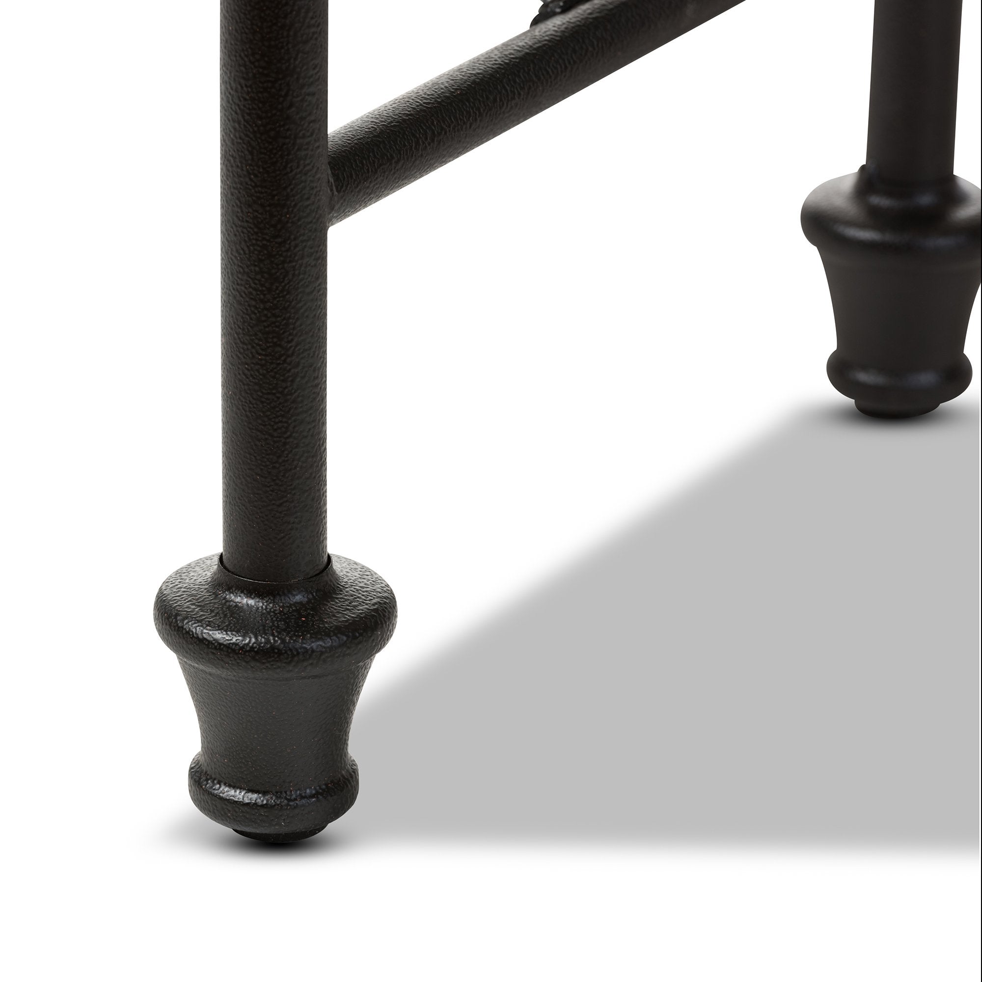 Baxton Studio Quain Antique Black Textured Finished Metal Distressed Wood Occasional Console Table