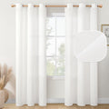 YoungsTex Linen Curtains 84 Inch Length White Semi Sheer Textured Drapes Light Filtering for Bedroom Living Room Lightweight Gro