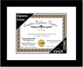 Creative Picture Frames 11x14 Classic Black Diploma Frame with White Mat Glass Easel and Installed Wall Hangers | Frame Holds 16