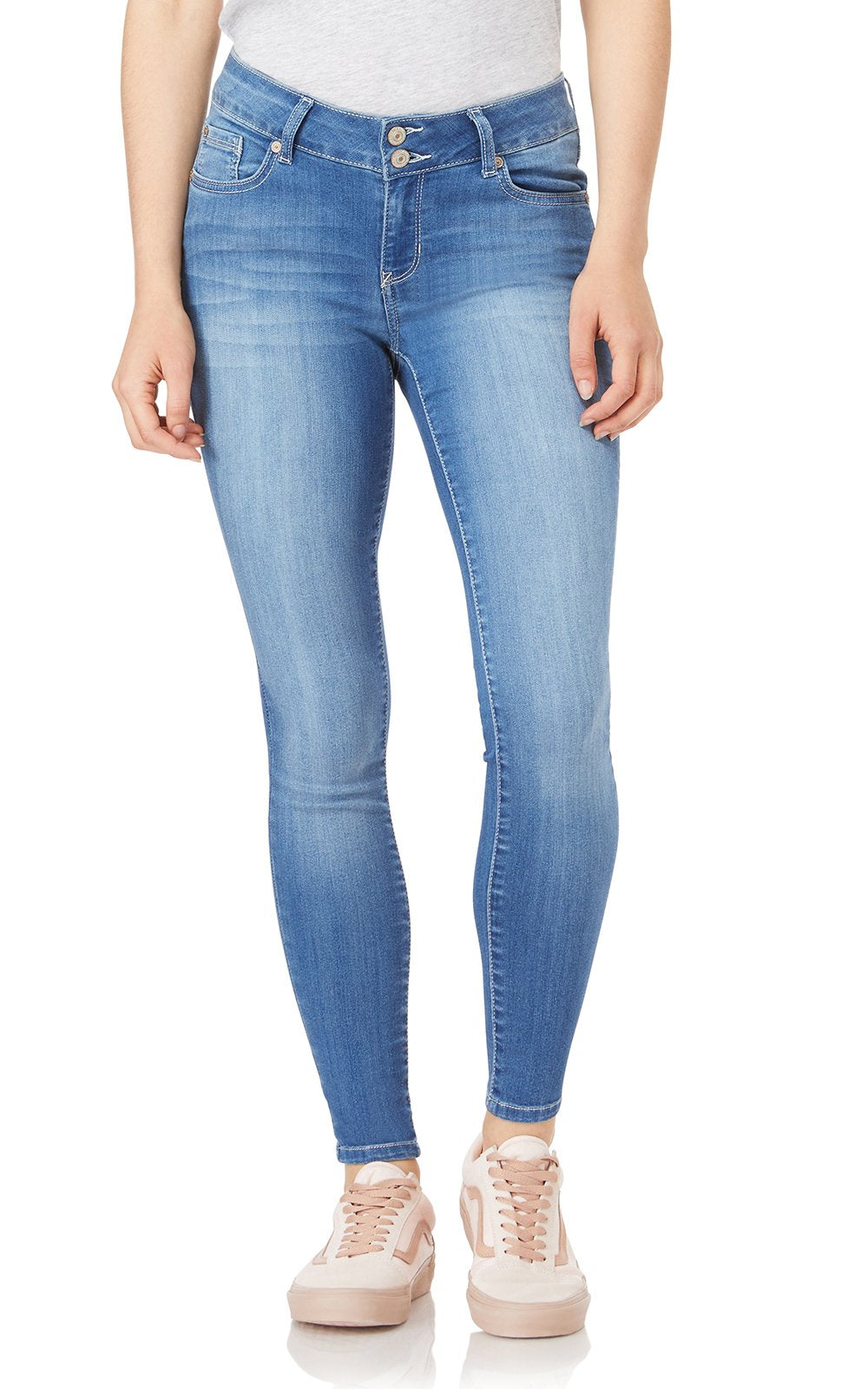Wallflower Womens Ultra Skinny Mid-Rise Insta Soft Juniors Jeans (Standard And Plus), Amal Pure, 3