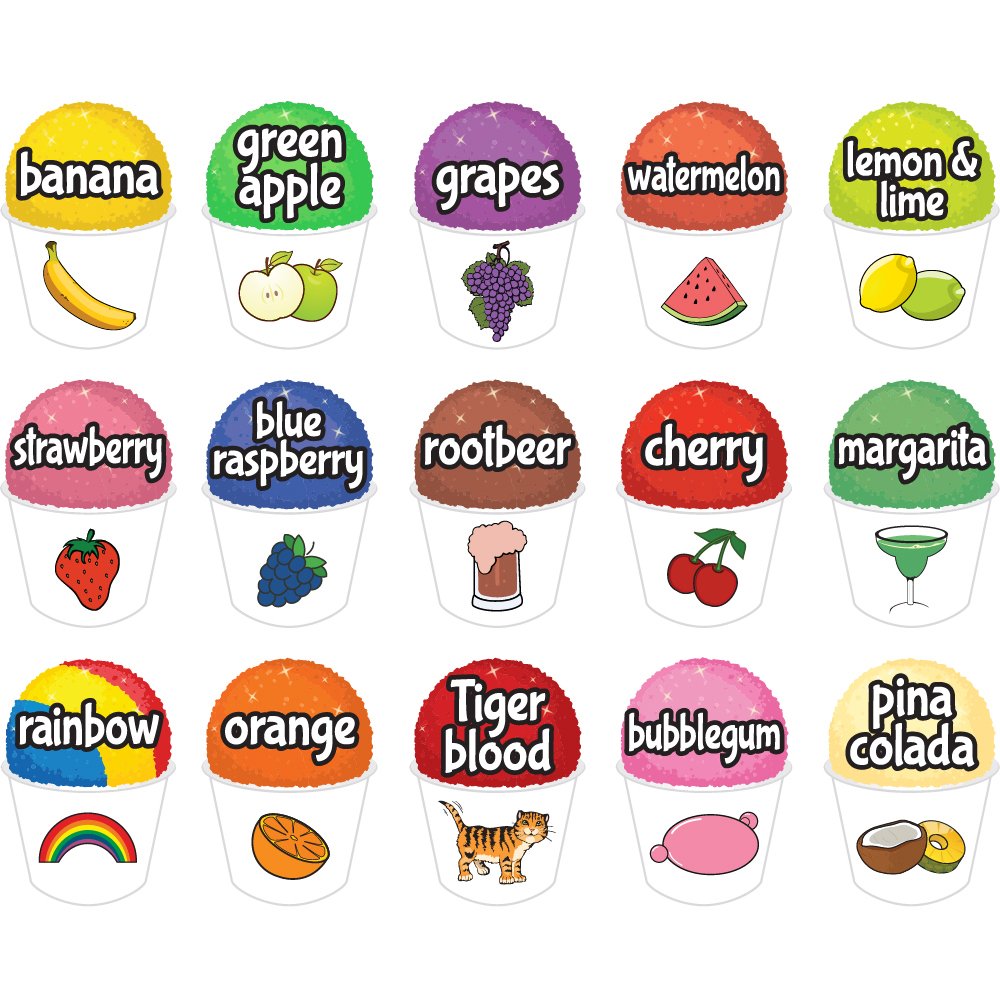 15 Snowcone Set 12' Concession Decal Sign Cart Trailer Stand Sticker Equipment