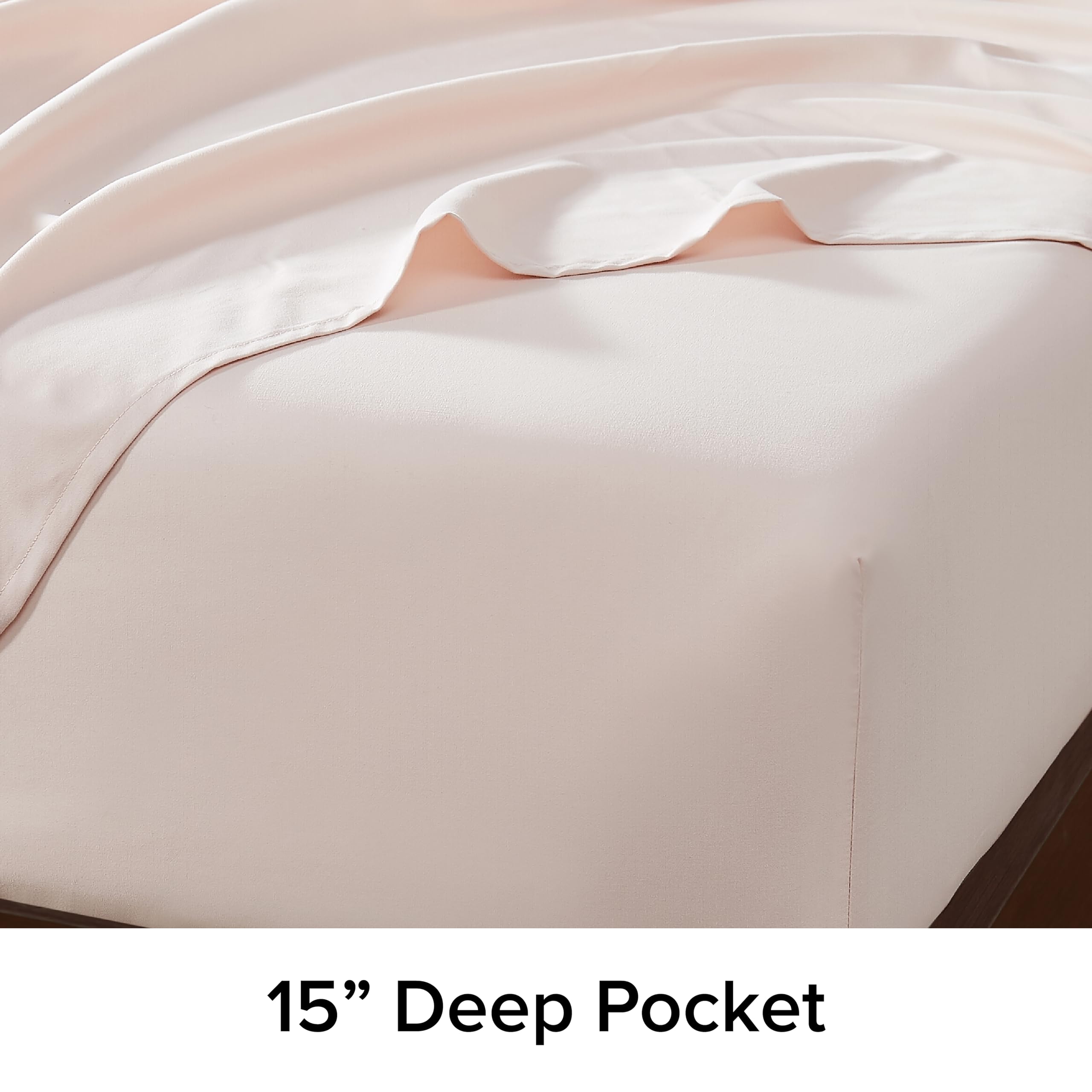 Ugg Hedi Queen Sheet Set 4-Piece Luxury Cooling Sheets Deep Pockets Premium Bedding With 2 Pillow Shams Hypoallergenic Machine Washable Soft Lightweight Bed Set For Bedroom, Queen, Shell Pink
