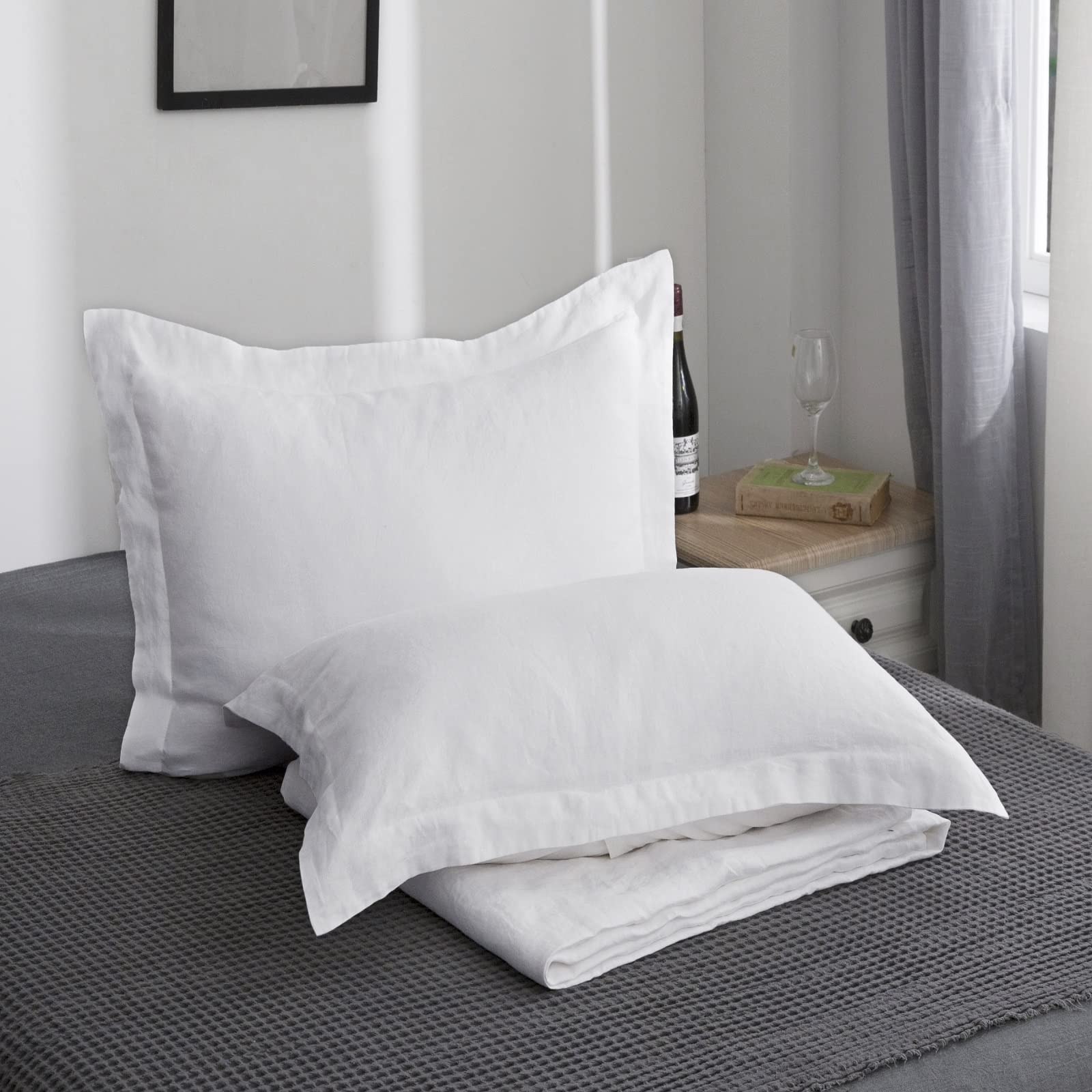 Simple&Opulence 100% Belgian Linen Pillow Shams -Set Of 2, Standard Size - Basic Style Breathable Pure Linen Suitable For Home -