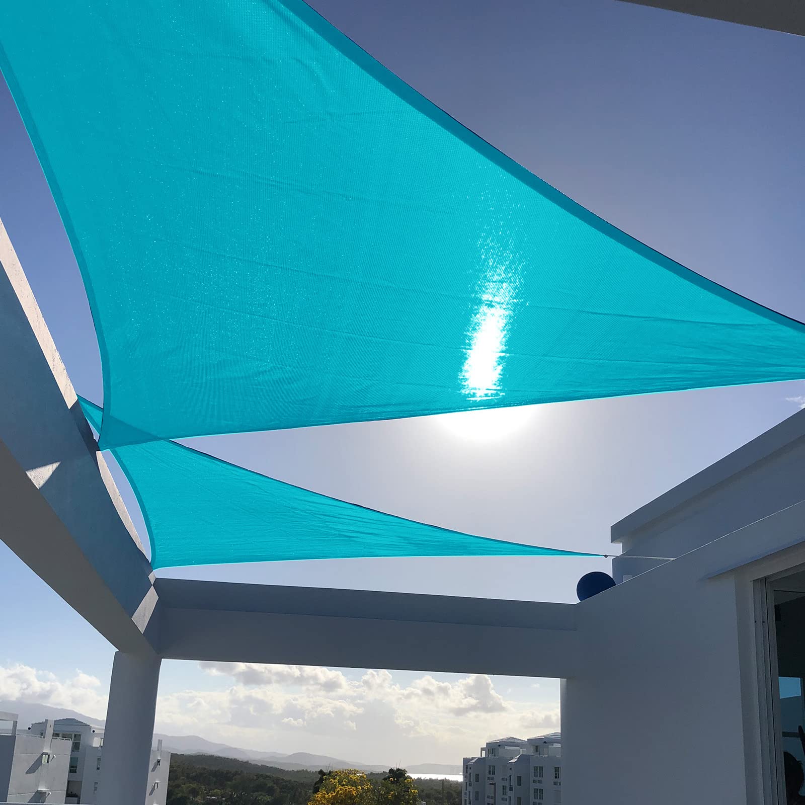 Sunny Guard Sun Shade Sail 10 'X10 'X10 ' Triangle Turquoise Blue Uv Block Sunshade For Backyard Yard Deck Patio Garden Outdoor