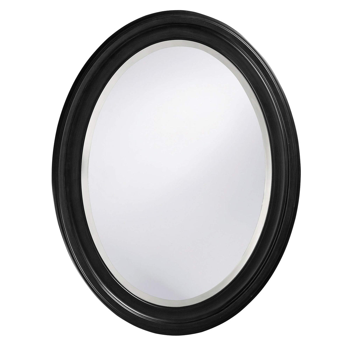 HomeRoots Oval Shaped Matte Black Finish Wood Frame Mirror