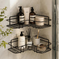 Lbumart Bathroom Organiser Without Drill Set Of 2 | Metal Corner Shelf Rack With Strong Self Adhesive Mount | Wall Mounted Stora