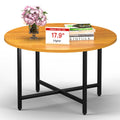 Famidge Round Coffee Table, Small Coffee Tables For Living Room, Wood Coffee Table With Metal Frame, Floor Table Desk For Sittin